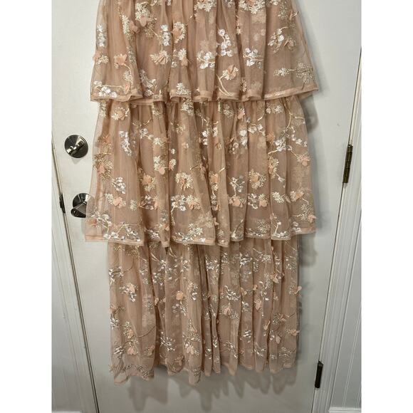 BCBG Max Azria Willow Embroidered V-neck Evening Dress Pink Size 10 NWT Romantic - Picture 13 of 15